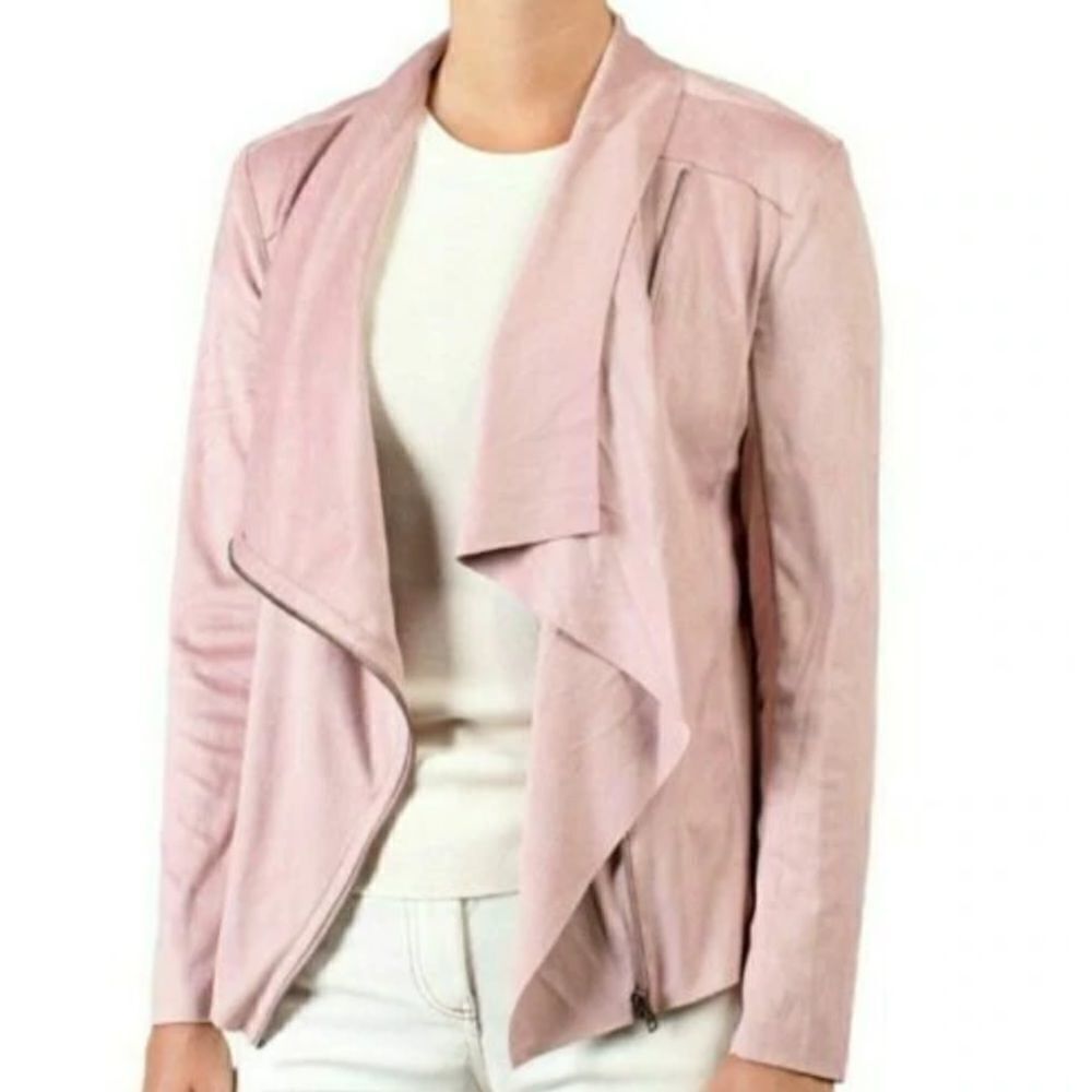 MOTE Pink Faux Suede Drape Jacket New